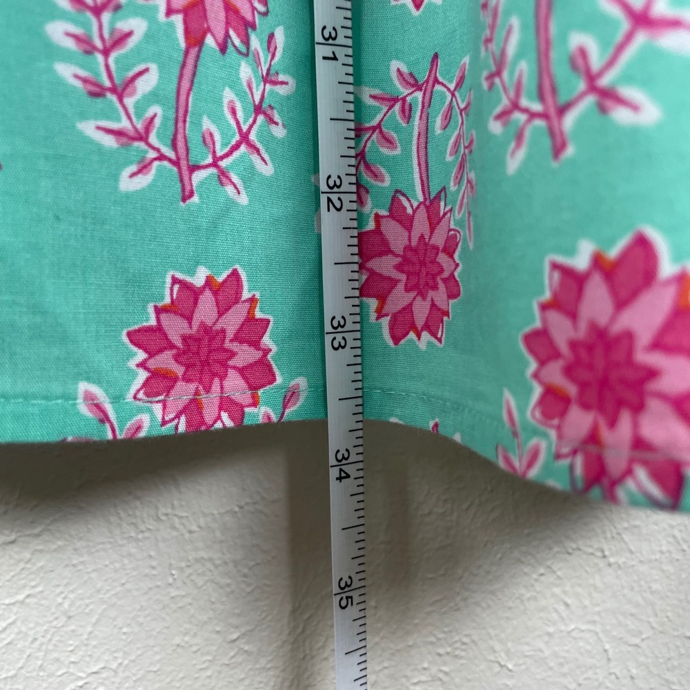 J.Crew Womens Floral Puff Sleeve Button Front Mini Dress Teal Pink Size 2 - Picture 7 of 9